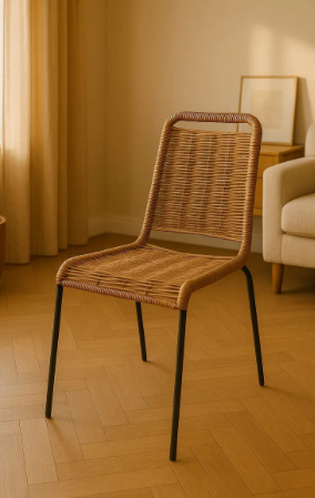 Juego De Mesa Bahia Simil Madera  y Sillas DAKOT X6 Tipo Yute Cordón 